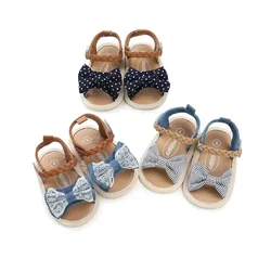 2023 Summer Newborn Infant Baby Girls Princess Bowknot Shoes Soft Sole PU Cute Flats Sandals Shoes Fit For 0-18M Crib Shoes