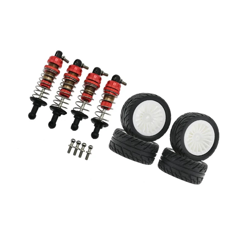 

A13Q-Metal Shock Absorber And Rubber Tire Set For SG1603 SG1604 SG1605 UDIRC UD1601 UD1602 UD1603 1/16 RC Car Parts