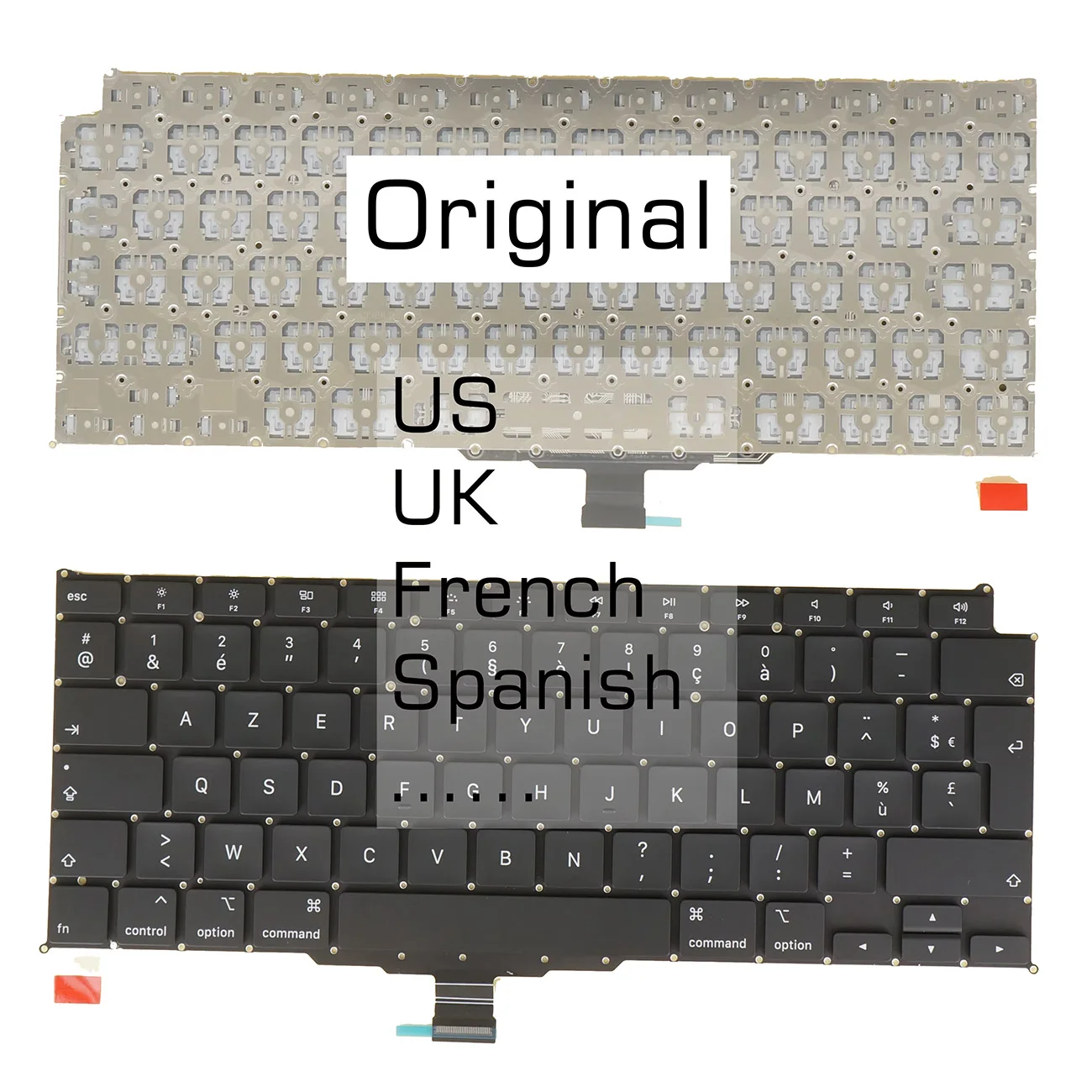 

US UK French AZERTY Keyboard For Apple MacBook Air 13" Retina a2179 2020, For Backlight Black, No Frame