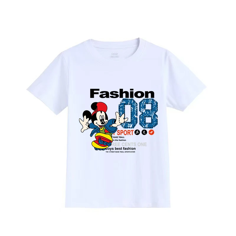 

Disney Minnie Letter Summer Boys And Girls Children's Thin Sports And Leisure T-shirt Short Sleeve Top Children's Cotton T-shirt