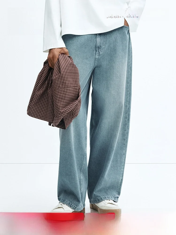

Loose Men's Jeans Summer Fashionable American Style Outdoor Long Pants Casual mid Waist Zipper Fly Youth And Middle-aged Suit...
