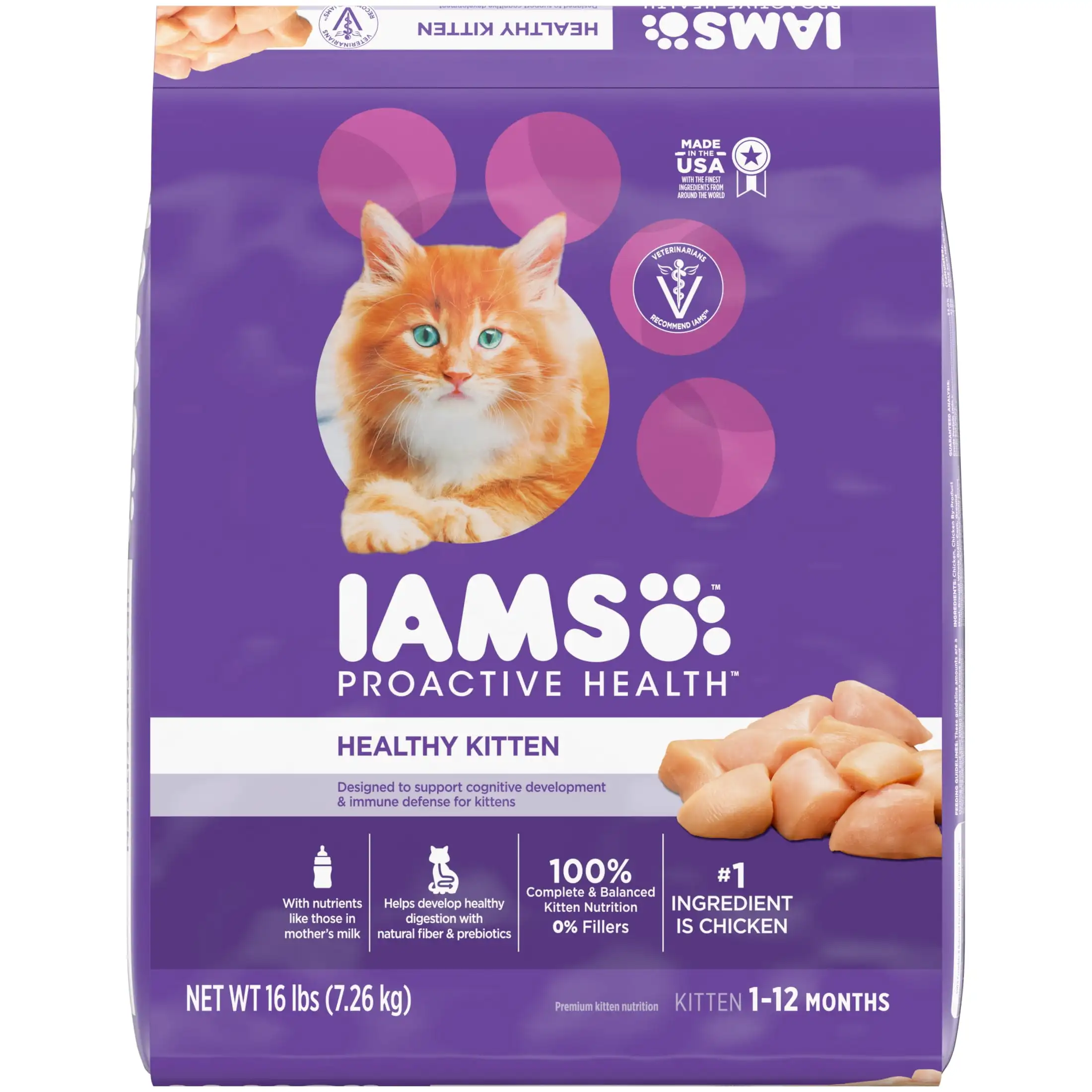 

Iams, сухая корма для кошек и котят, 16 фунтов