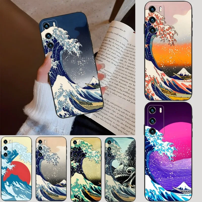 The Big Wave Of Kanagawa Phone Case For Huawei P40Pro P30 P50 P20 P10 P9 Pro Plus P8 P7 Psmart Z 2022 Nova 8 8I 8PRO 8SE Coque