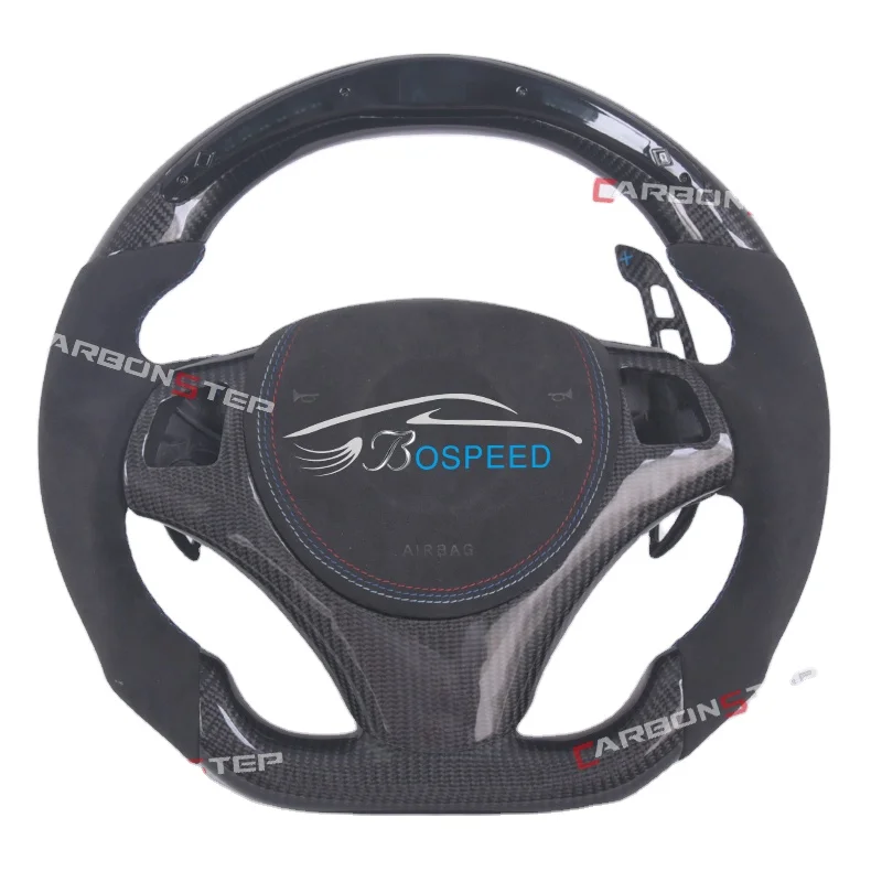 Volante de fibra de carbono LED M Performance apto para Bmw F30 F32 F10 F20 F07 F01 E46 E60 E90 M3 M4 M5 M7