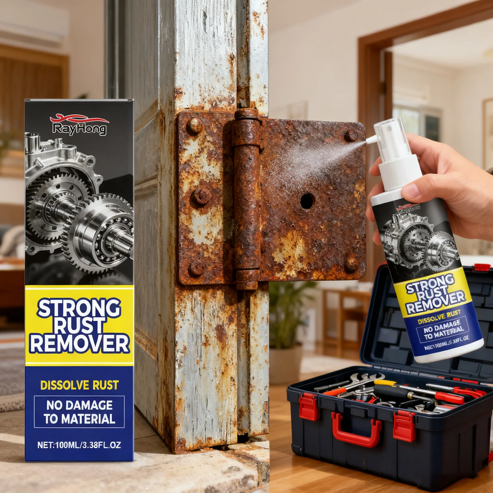 Multi-Purpose Rust Remover Spray For Car Parts, Bike Chains, Metal Tools, Home Hardware Clean, Protect, Lubricate, Prevent Rust