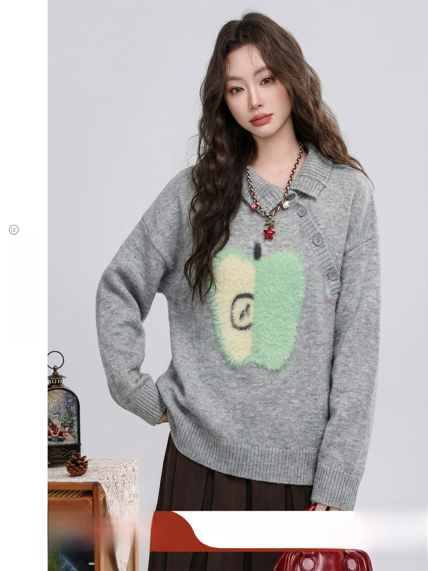 

ay Patterned Loose Women's Sweater Versatile All-Season Comfortable Fit Faion Design Winter ential by Yuxiang