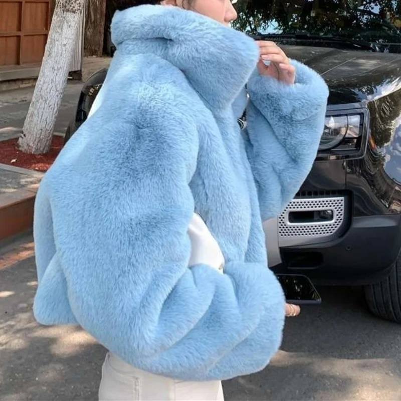 Fall/winter Faux Fur Coat Female Short Loose Korean Lapel Artificial Rabbit Fur Coat Thickened Mao Mao Coat