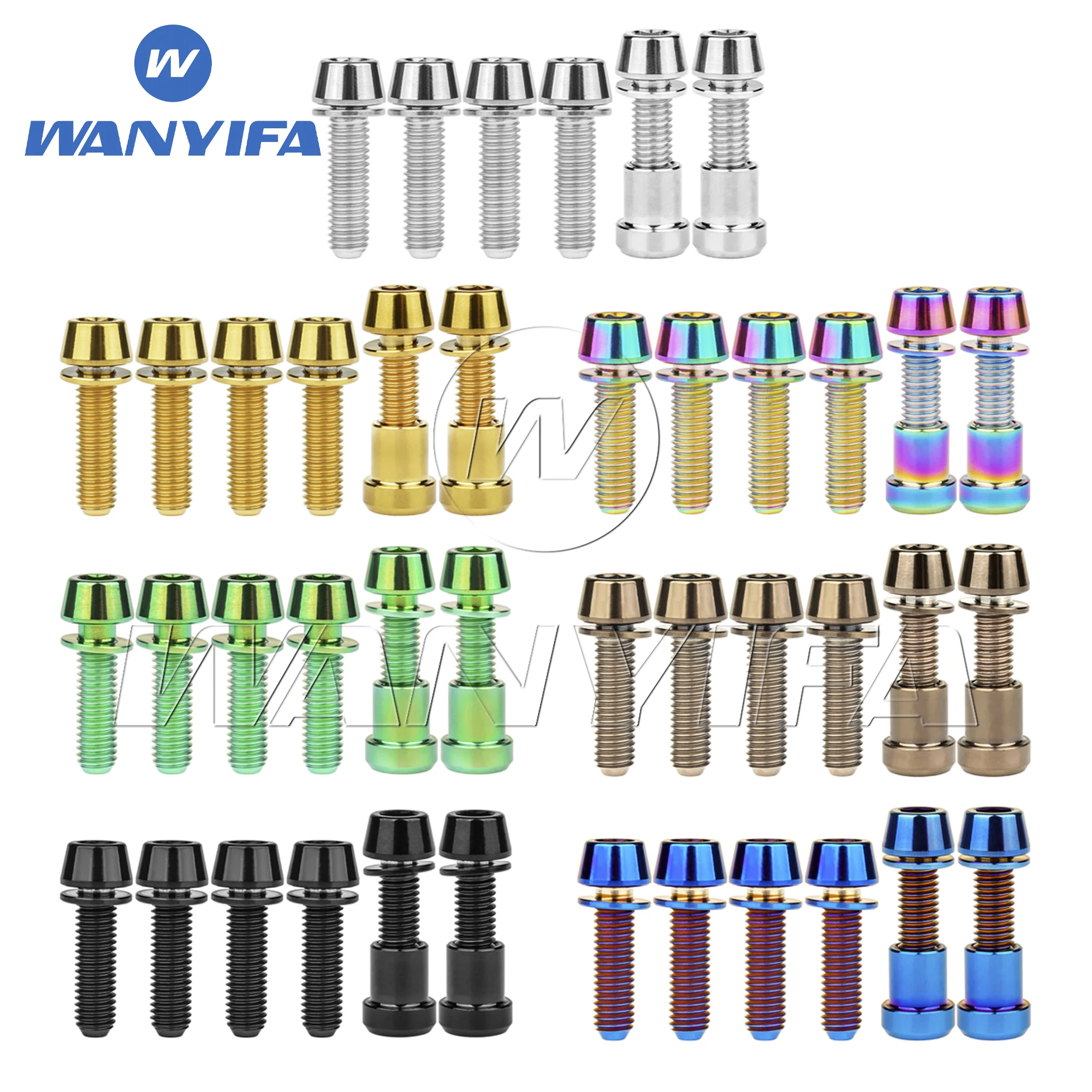 

Wanyifa Titanium Bolt Set 4pcs M5x16mm+2pcs M5x18mm+2pcs Steerer Clamp Nuts for Bicycle Stem Complete Screws Sets Upgrade Kit