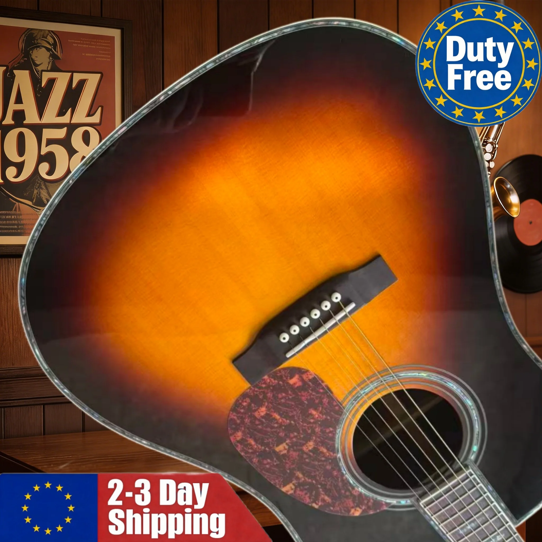 Deutsches Lager: Akustikgitarre im Sunset-Stil mit Palisandergriffbrett und Fichtendecke – Klangqualitätsanforderungen