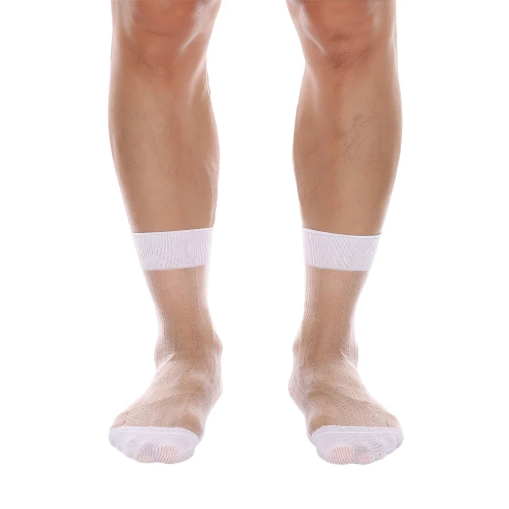 جوارب حريرية رجالية فاخرة شفافة وشفافة تعزز الراحة والتهوية مثالية للعمل والملابس المسائية