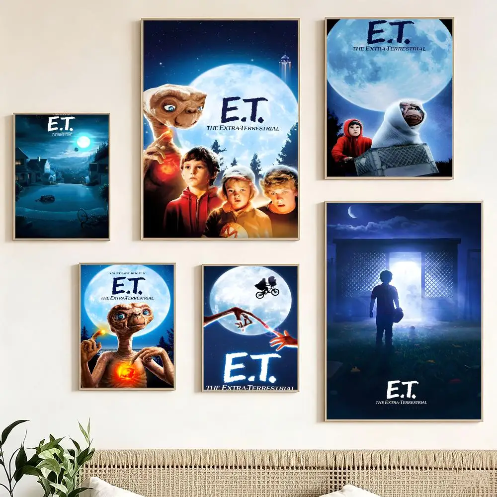 Classic Movie E-ET the Extra Terrestrial Poster Pegatina artistica HD autoadhesiva impermeable para salon dormitorio