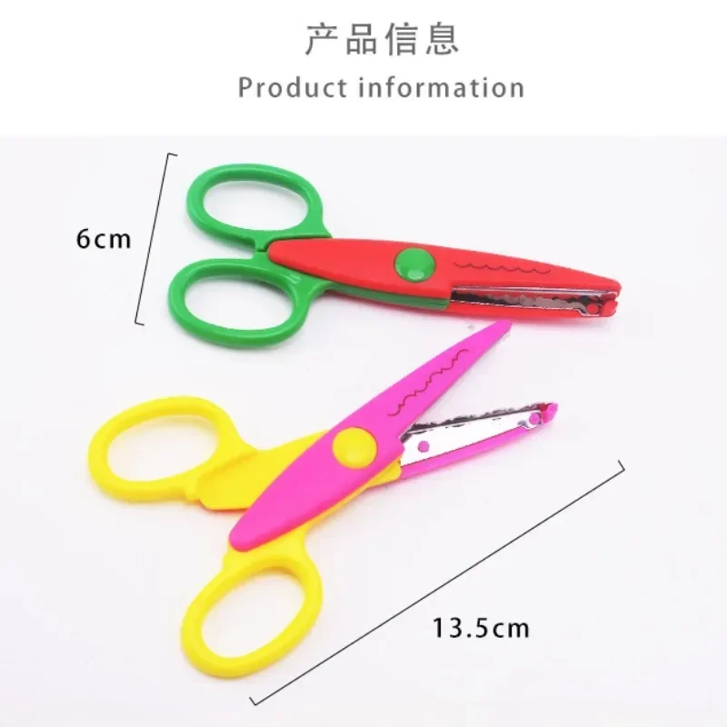 Sawtooth Stationery Scissors para crianças, Creative Candy Color, Scrapbook, Handmade Scissors, Wavy Line, Safety Plastic Shell