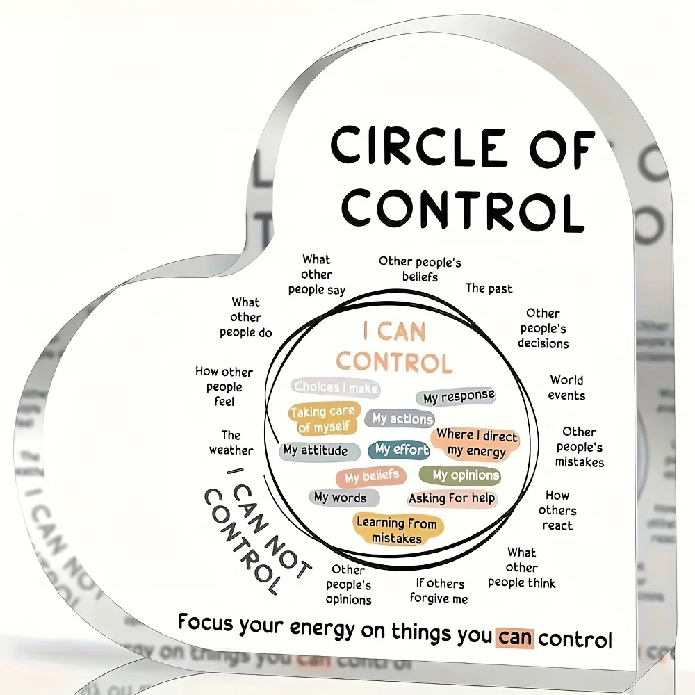 CIFbuy Acrylic Circle Control Sign Irregular Desktop Decor Office Party Focus Energy Plaque No Power Retro Style Ornament
