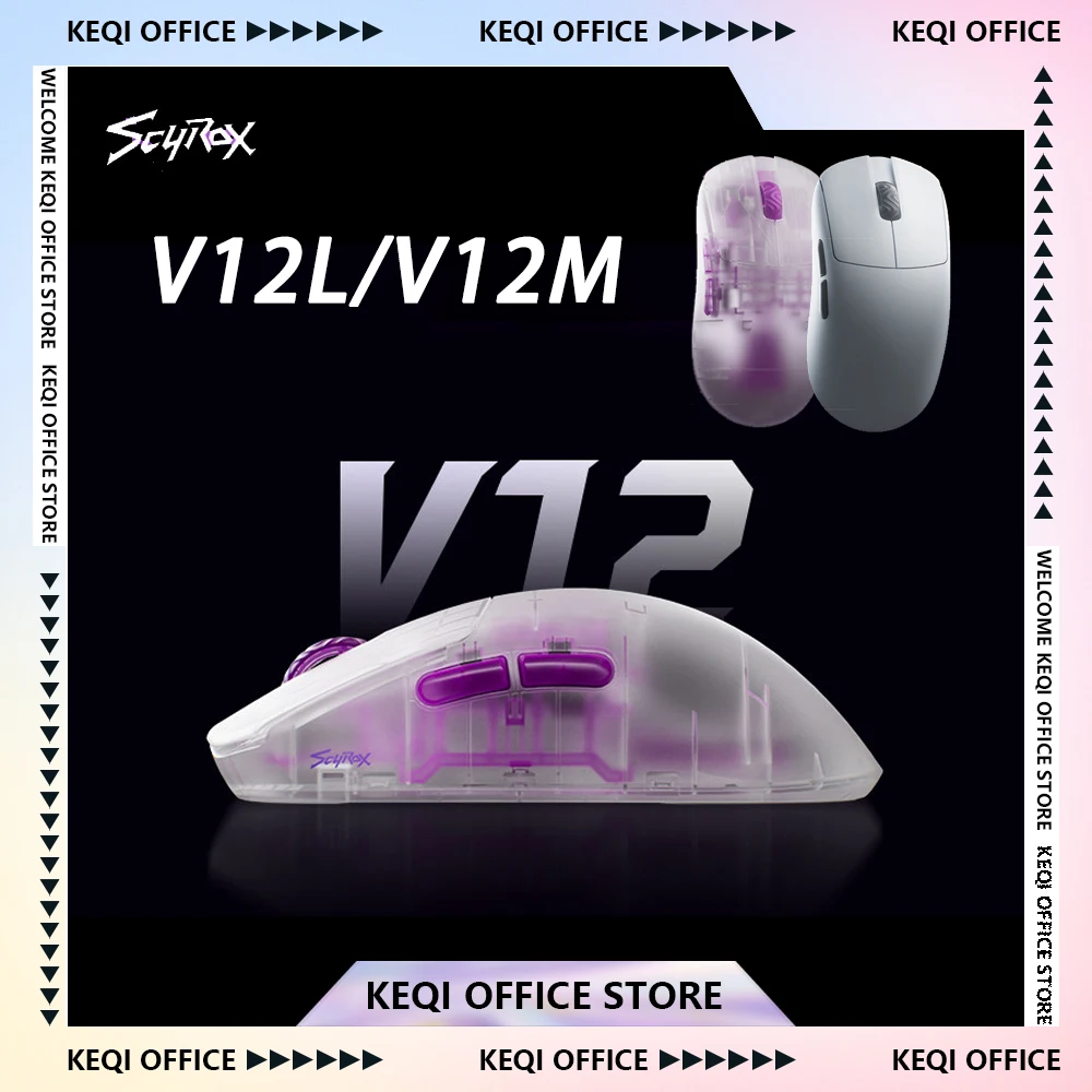 Scyrox V12L V12M Gaming Mouse Ergonomic V12 M/L Dual 8K Wireless Mouse UltraLight PAWNEXTI E-Sports Gamer Valorant Gaming Mouse