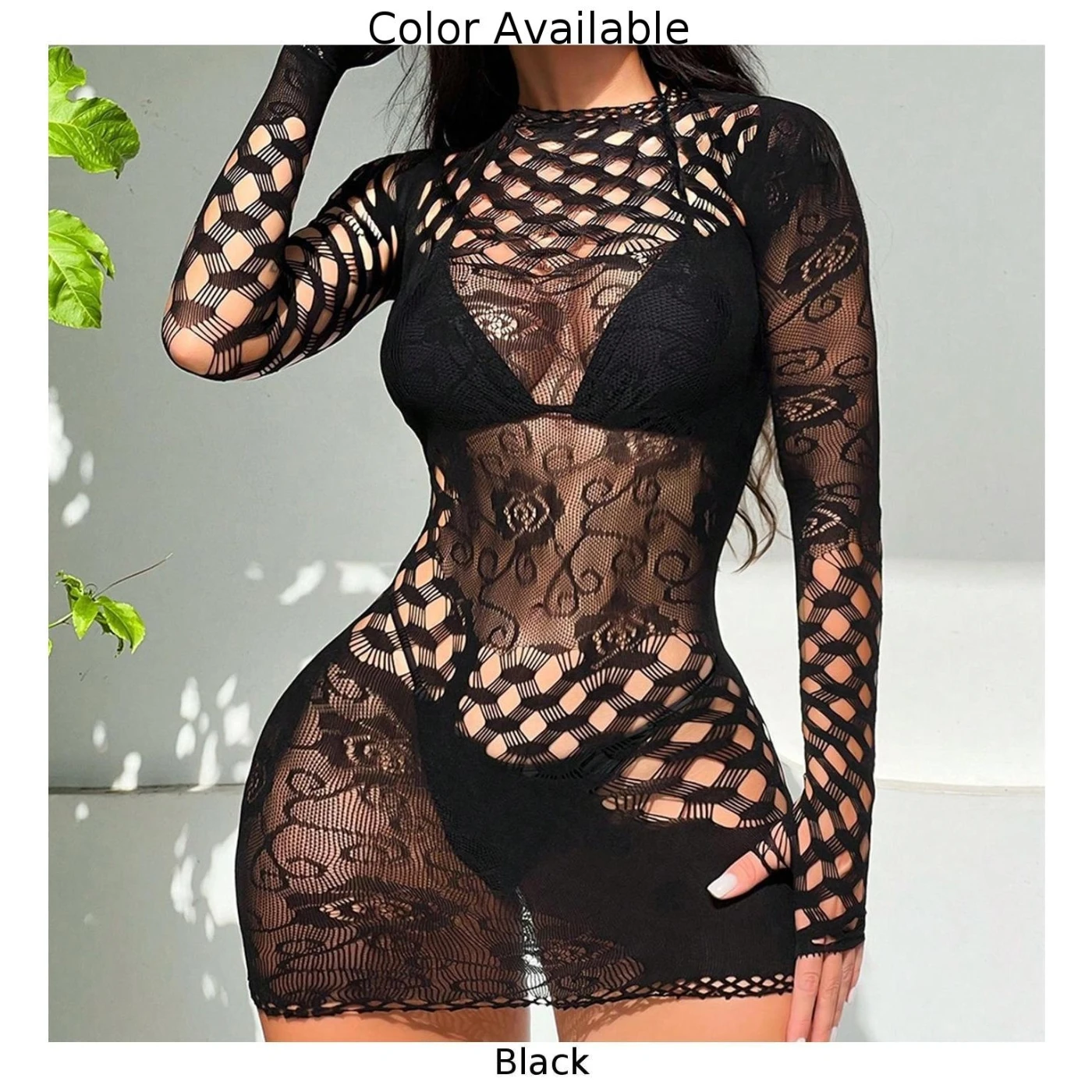 Women's Sexy Bodycon Dress Bodysuit Fishnet Tight Lingerie Sleepwear Ladies Erotic Mesh Perspective Underwear