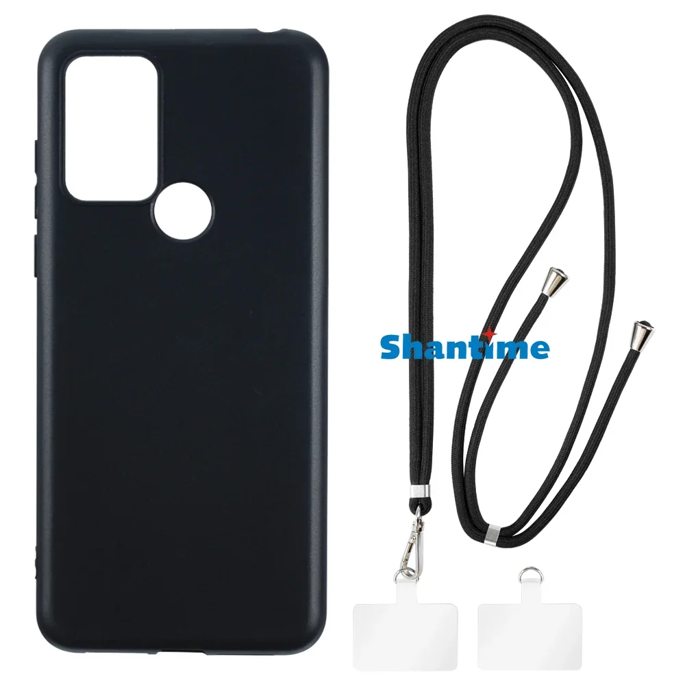 Suitable for TCL 305 6102D Case + Ajustable Neck/Crossbody Lanyards and Spacers, Silicone TPU Cover