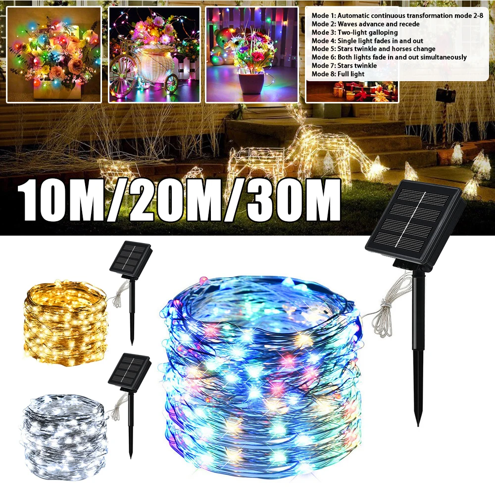 Solar String Fairy Lights  30M 300 LED Waterproof Outdoor Garland Solar Power Lamp Christmas For Garden Decoration