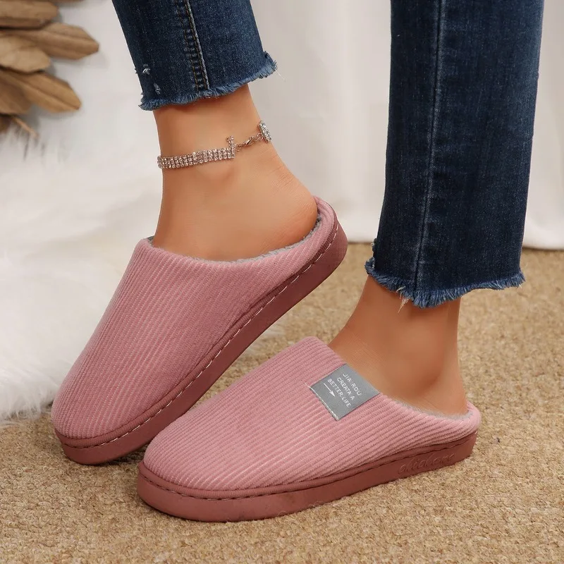 

Thick Winter Warm Men Fur Slippers House Non Slip Soft Shoes Comfort Flat Heel Home Indoor Bedroom Plush Slippers for Couples