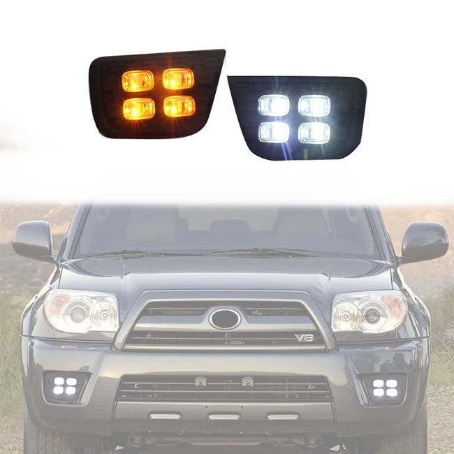 

Replacement 4 LED Lens Front Bumper Daytime Running Light Fog Lamp W/ Turn Light For 2006-2009 Toyota 4runner Hilux Surf