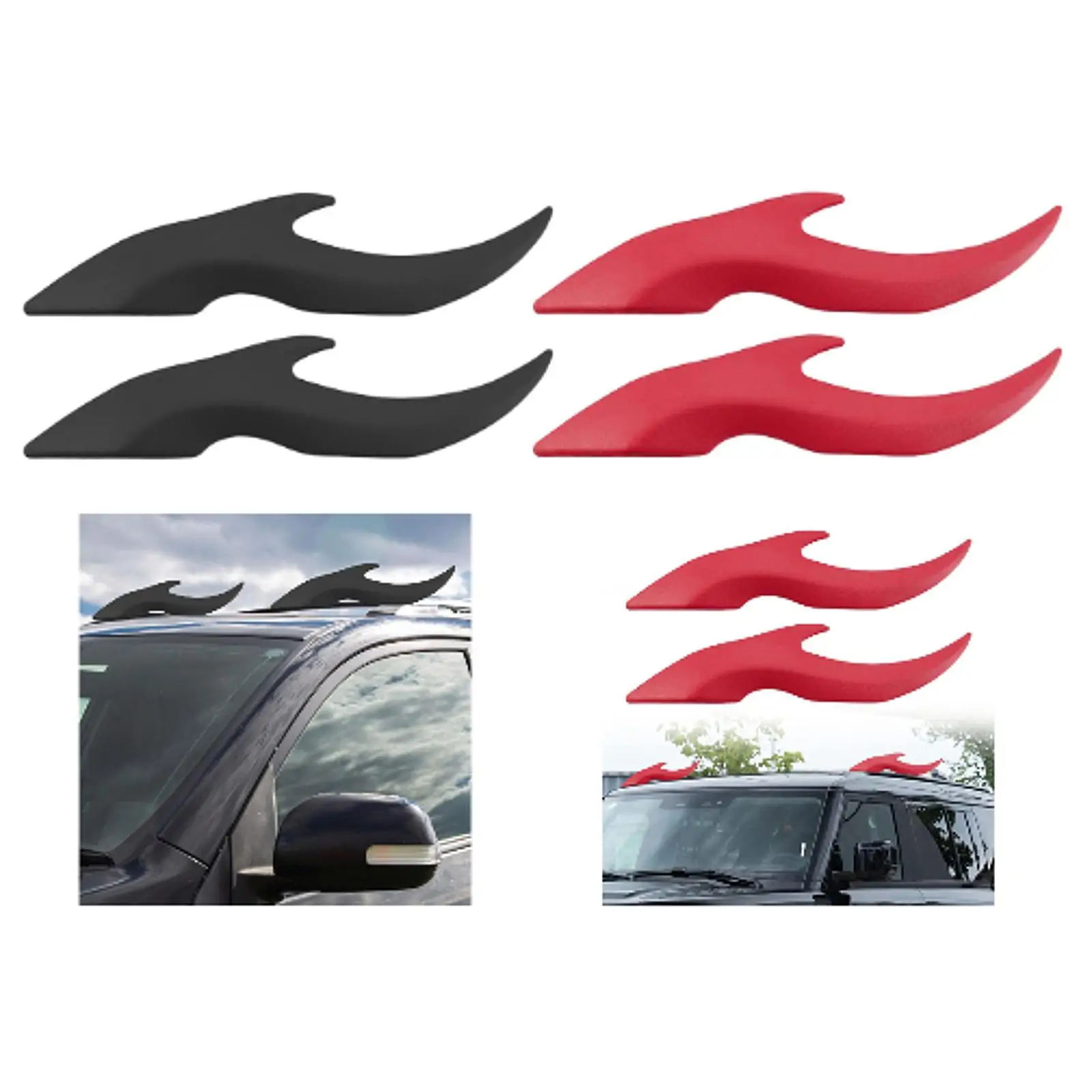 Car Roof Dragon Horn Decoration 3D Sticker Creative Halloween Devil Horn Auto Ornament Peel Stick for Road Trip