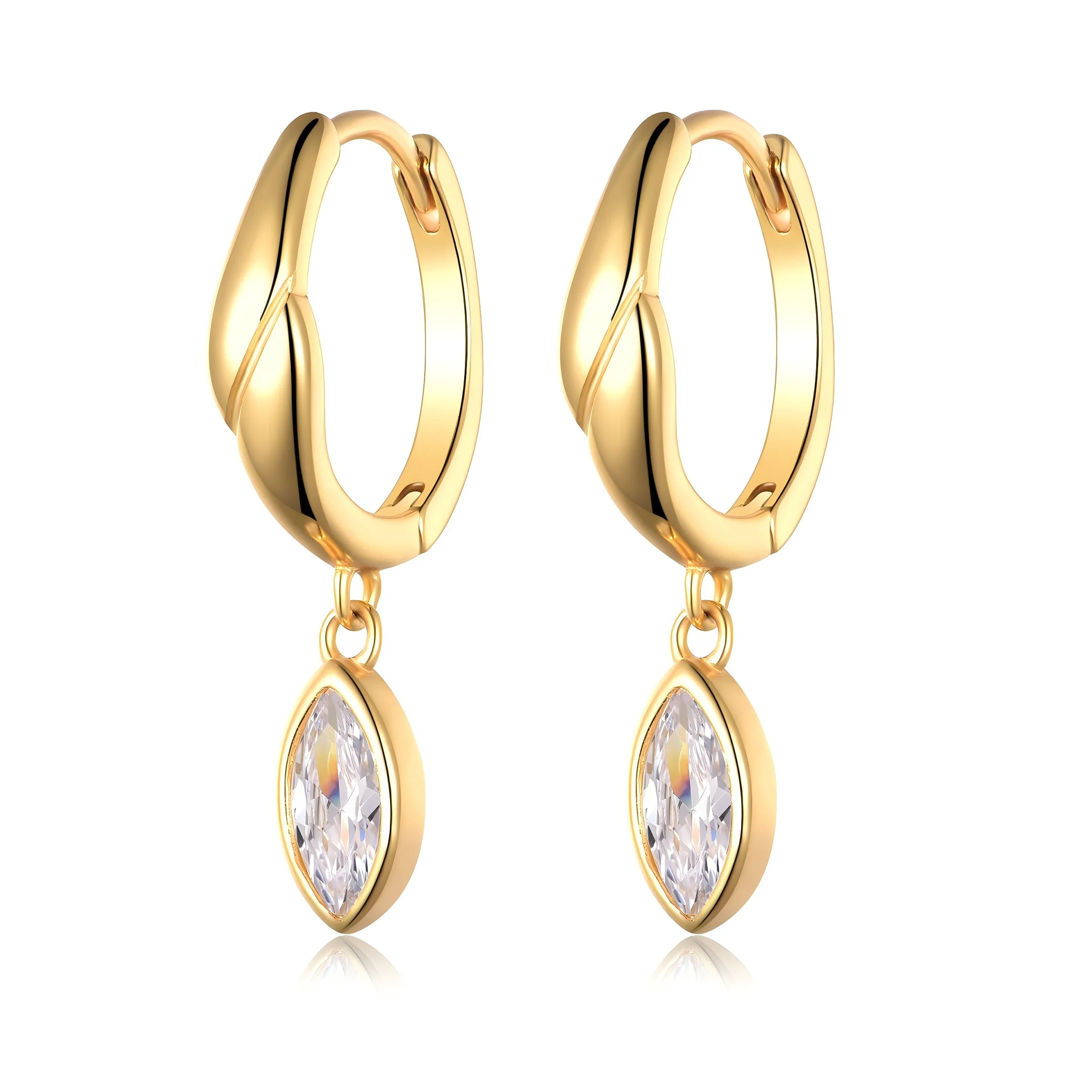 

S925 Sterling Silver 0.4CT*2 Horse Eye Moissanite Earrings Exquisite Jewelry Plated with 18k Gold Suitable for Gifts