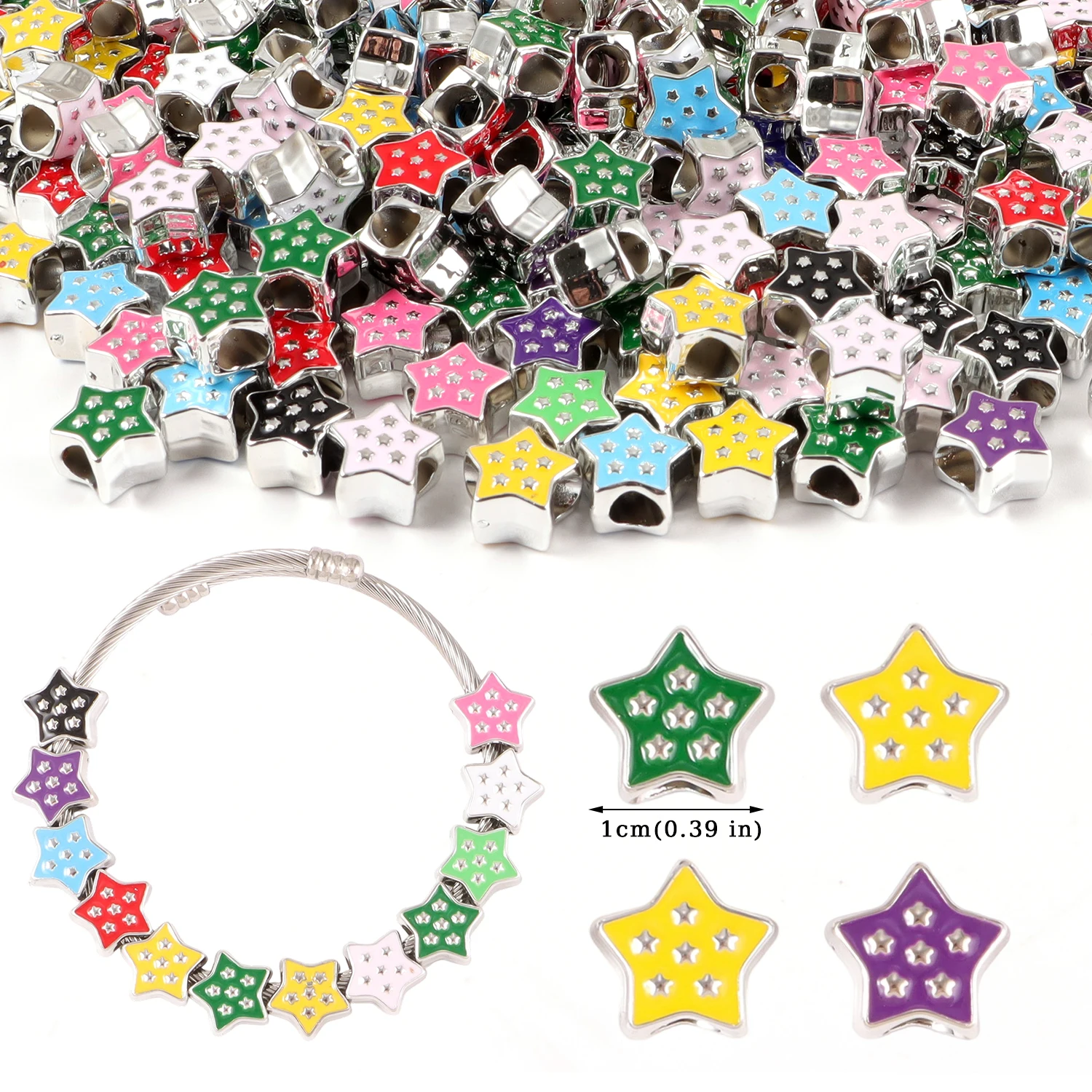 20 قطعة فراشة زهرة نجمة شجرة الحب على شكل البلاستيك مثقب ثقب كبير معزول الخرز لصنع المجوهرات Diy بها بنفسك اكسسوارات #4