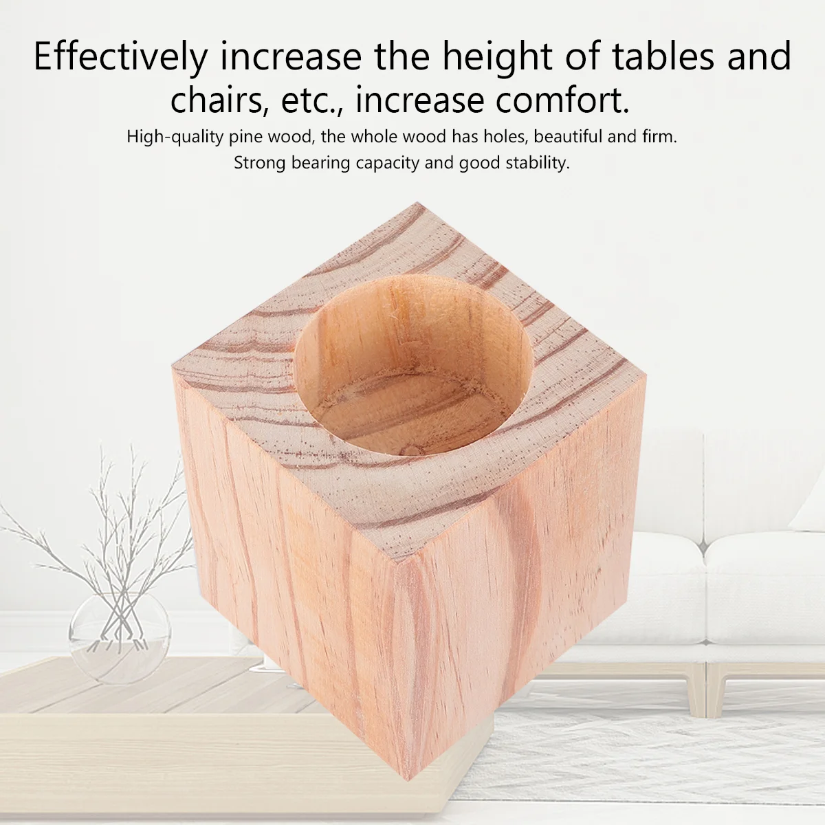 Solid Wood Table Mat Rounded Edge Furniture Leg Risers Lifts Wooden Tasteless Lifters