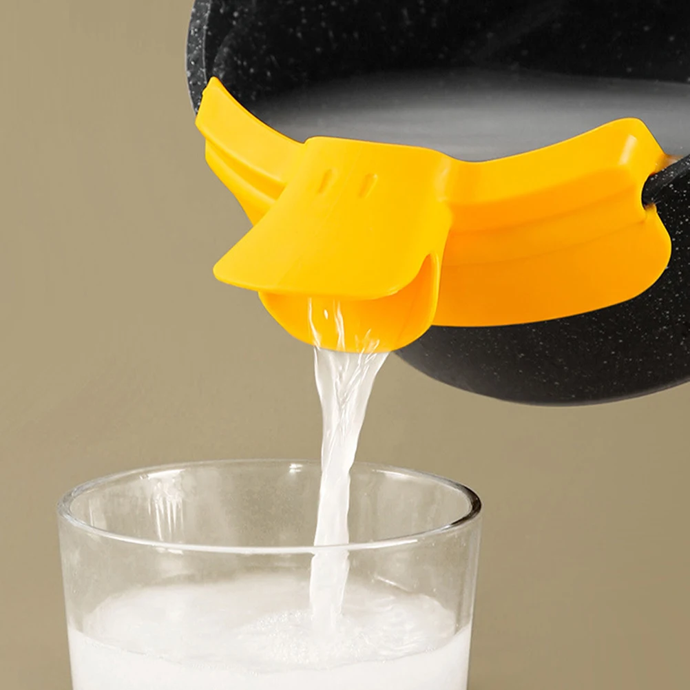 

2pcs Pot Edge Pouring Funnel Reusable Leak-Proof Soup Drainer For Pots Bowls Kitchen Gadgets Tools Accessories Spill-Proof