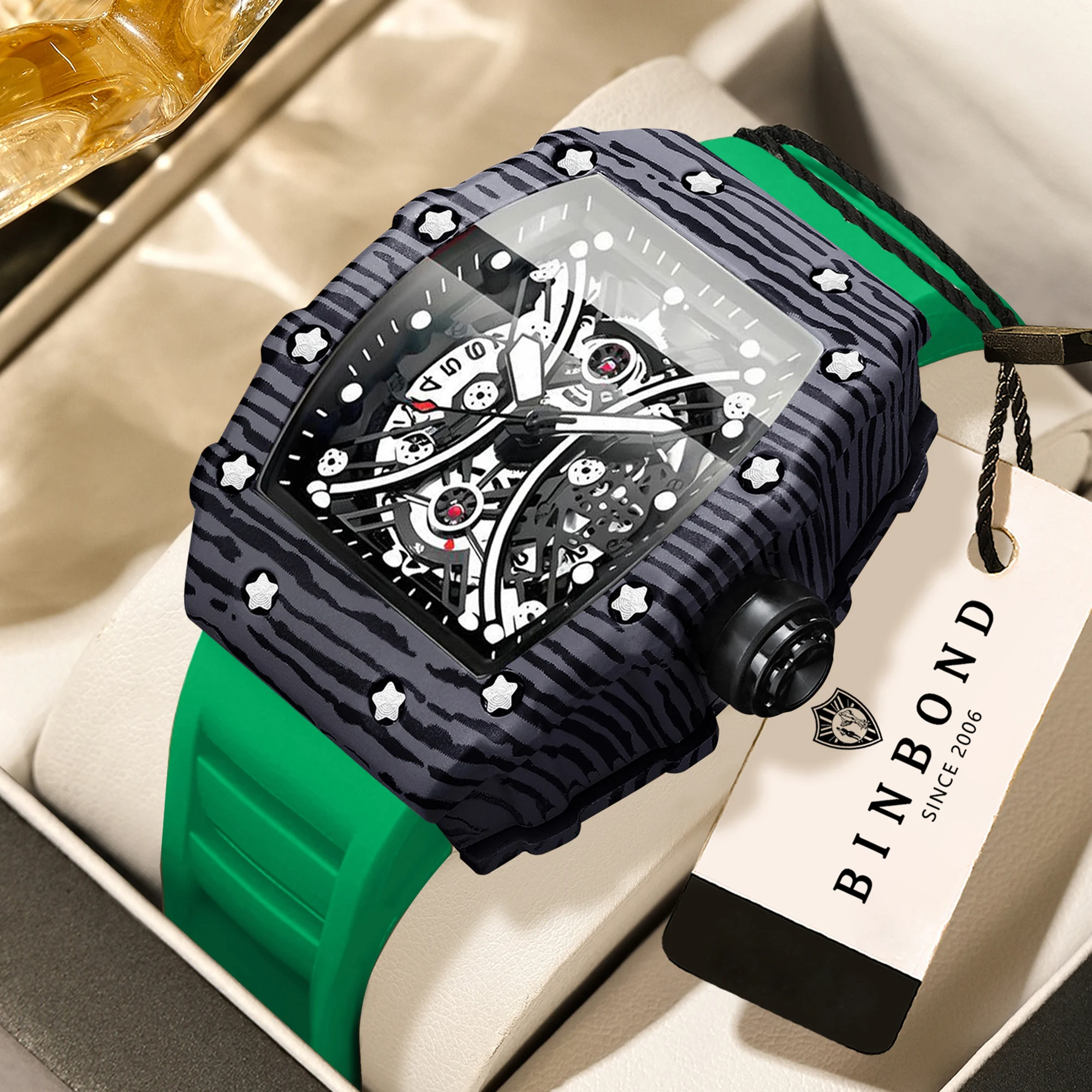 

BINBOND Luxury quartz wristwatches for men luminous waterproof men's watch business sport fashion casual hollow out reloj