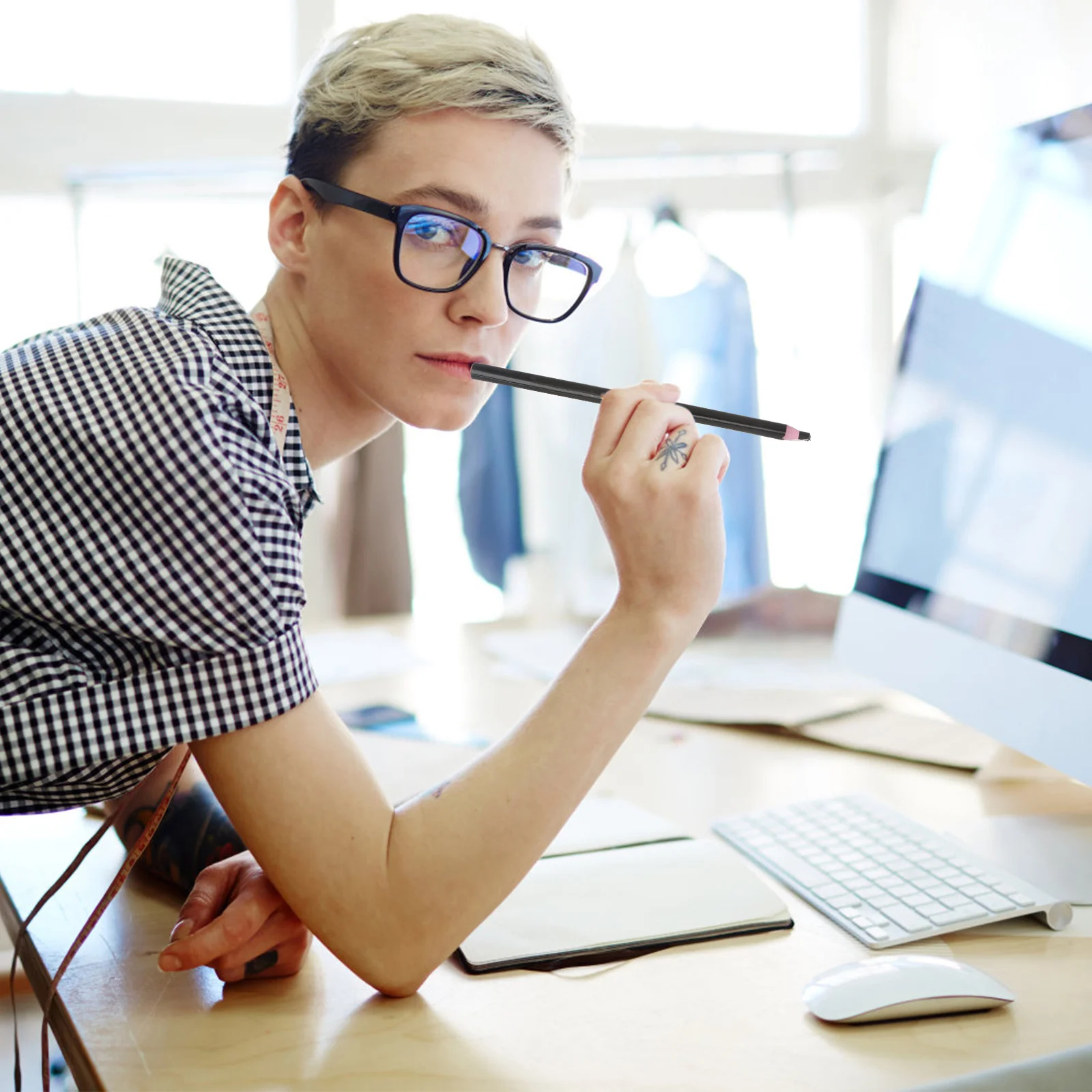 12 قطعة قلم تحديد قابل للتقشير قلم شحم أسود للسيراميك والزجاج القماش الحرفية لتقوم بها بنفسك لوازم الفن الصينية الصناعية #6