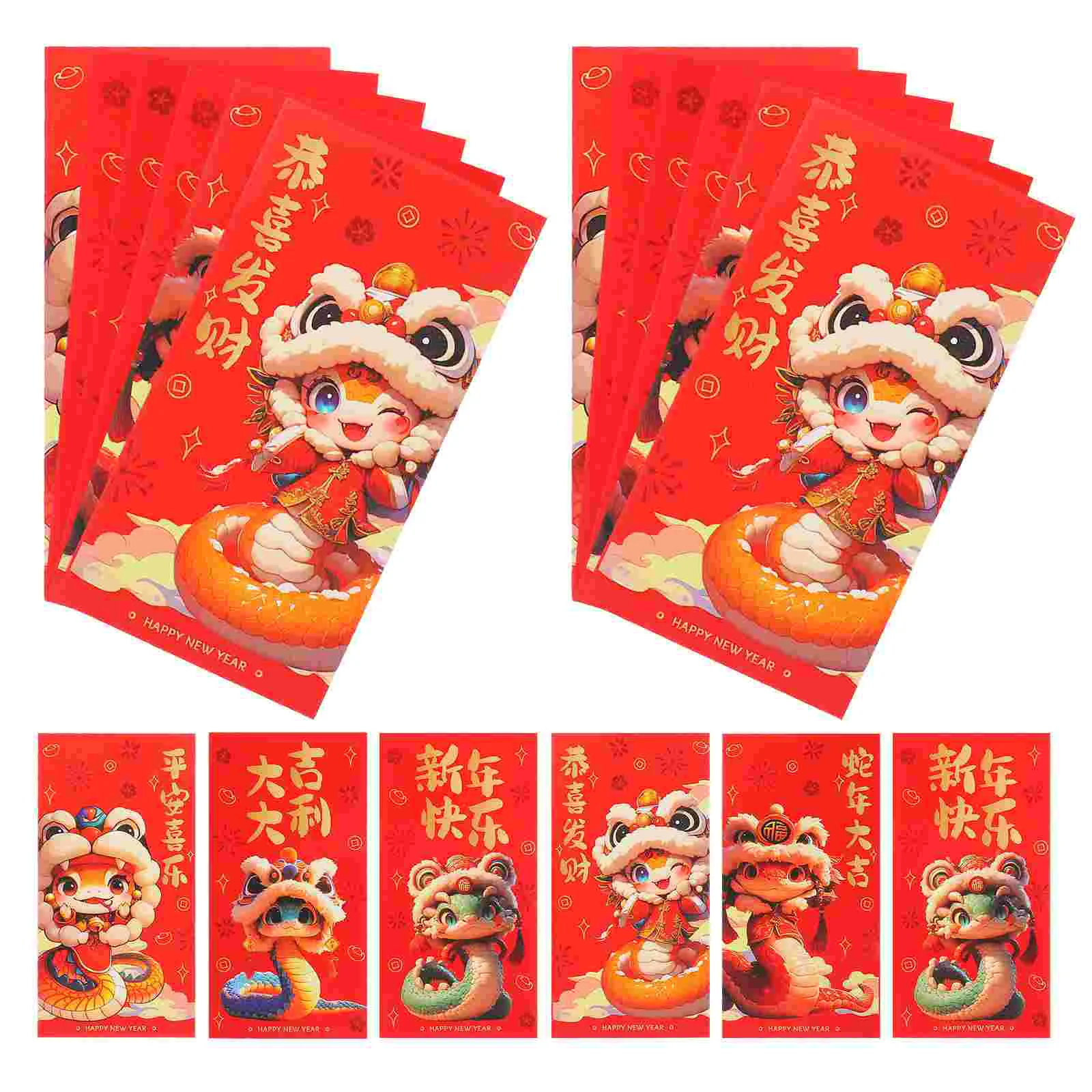 20 Pcs Decorations Year of The Snake Red Envelope Packet Lucky Money Envelopes Chinese Zodiac Hongbao New Pockets Bride