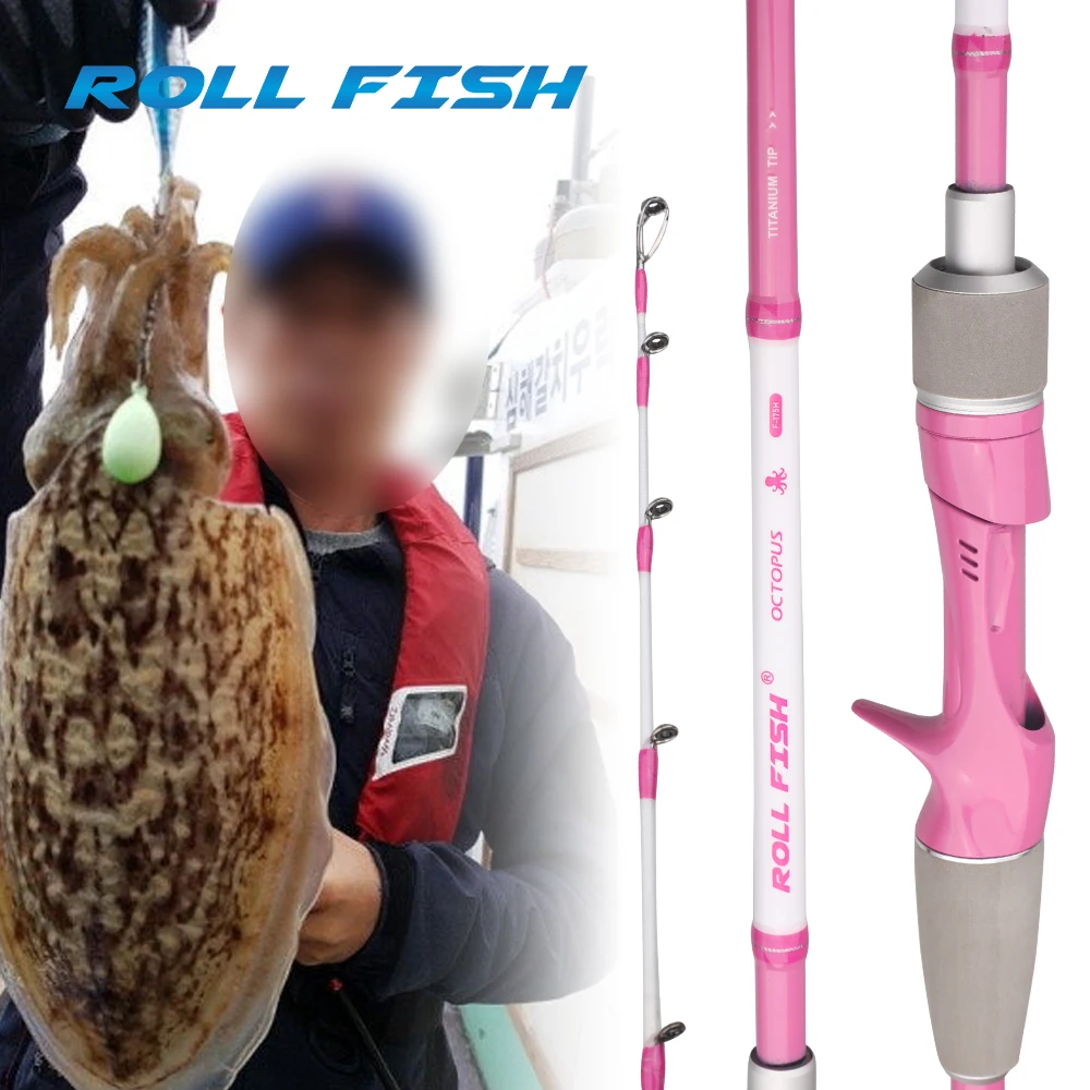 ROLLFISH Titan-Spitze Oktopus-Angelrute Tintenfisch-Castingrute aus Kohlefaser Salzwasser-Bootsrute Leichte Slow-Jigging-Rute 5,74 Fuß