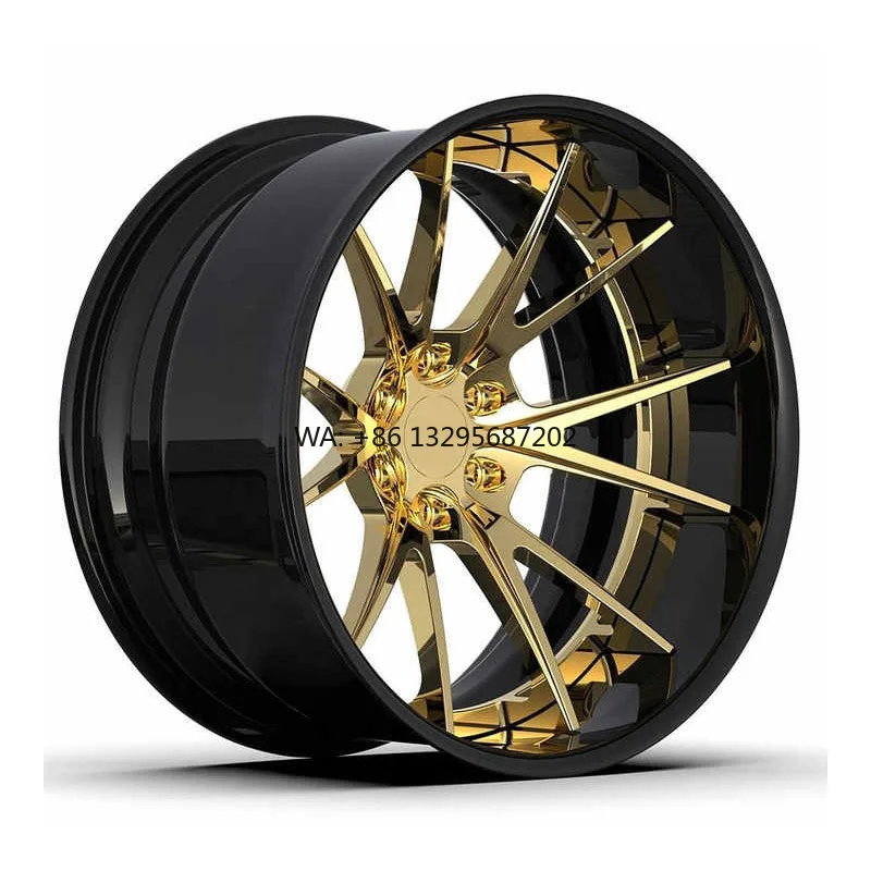 

2-piece Gold Customized Luxury Forged Car Wheels 15 16 17 18 19 20 21 22 23 24 26 Inch Multi Spokes Wheels for Cars