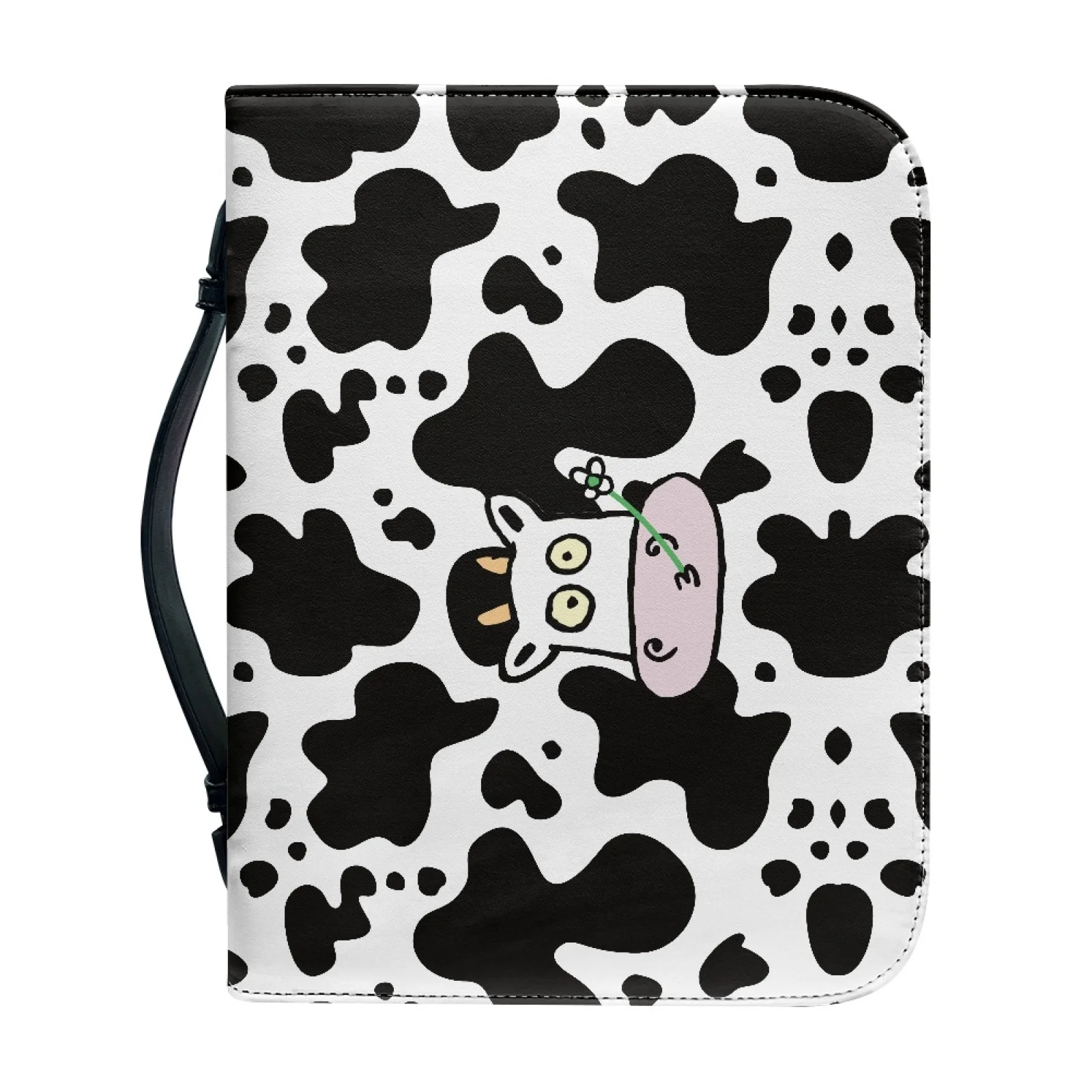 PENSTROLL Cow Texture Pattern New Arrival Zipper Pocket Book Carrier Bag for Church PU Leather Carrying Book Bible Case