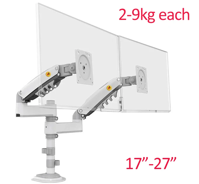 Soporte de escritorio para monitor doble NB H180, resorte de Gas, montaje de movimiento completo para TV LCD, 2-9kg, 2-12kg, 17 \