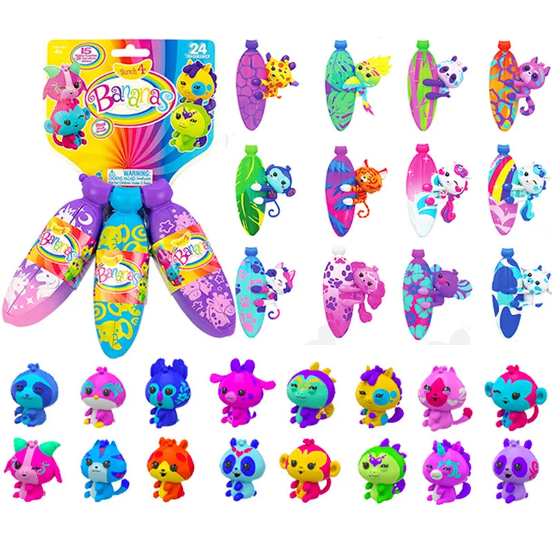 

Бананы Huggers Kawaii Фигурки Слепая коробка Игрушка Модель животного Палец Куклы Коллекция Настольная сумка Украшения Детские подарки на день рождения