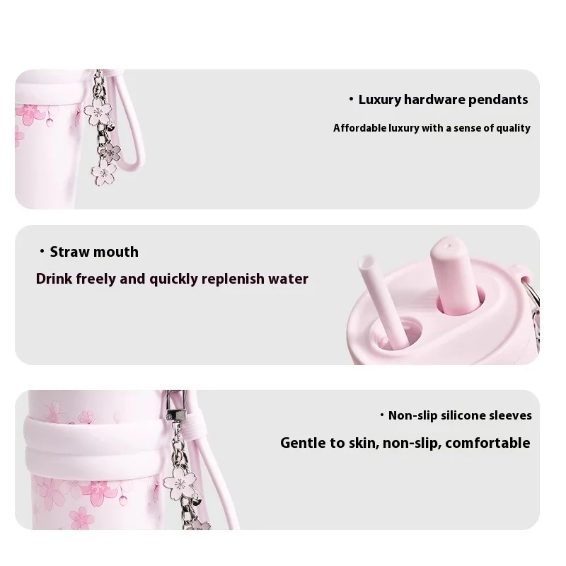 

Large Capacity Printed Thermal Cup High Aesthetic Ice King Straw Water Bottle Birthday Gift For Ladies Anime Cosplay Accessories