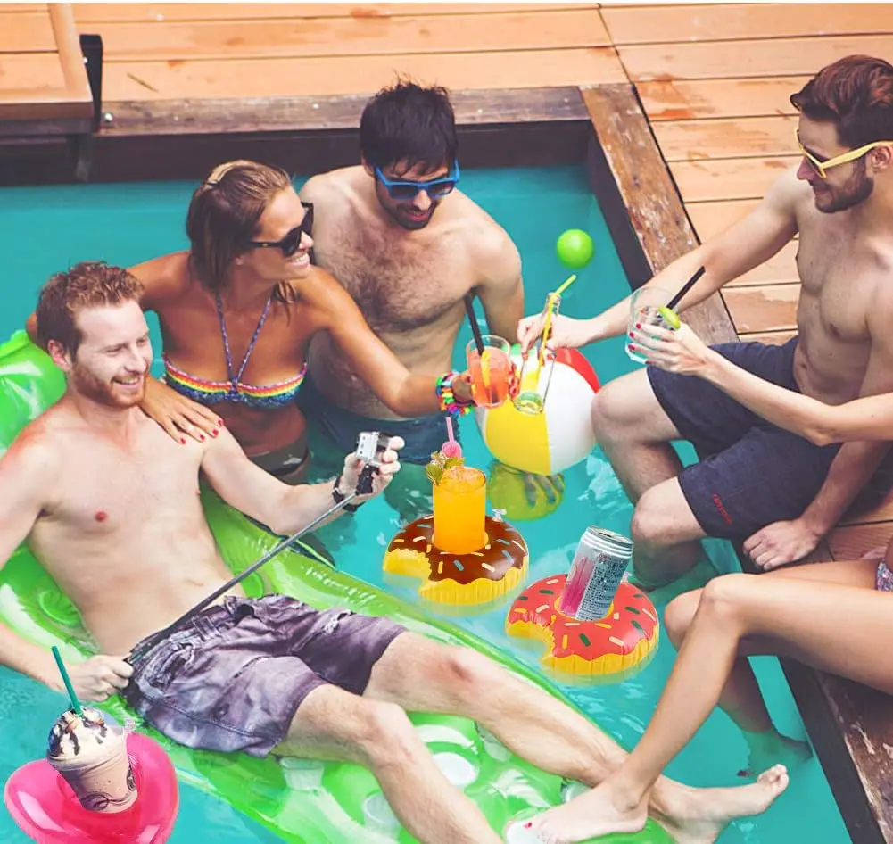 

Надувной держатель для напитков, 15 упаковок поплавков для напитков, надувные подставки для чашек, подставки с фламинго для вечеринки у бассейна