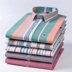 Camisas Oxford de manga larga para hombre, ropa informal a rayas, suave, abotonada, a cuadros, talla grande 7XL, 6XL, 100% algodón, gran oferta, novedad