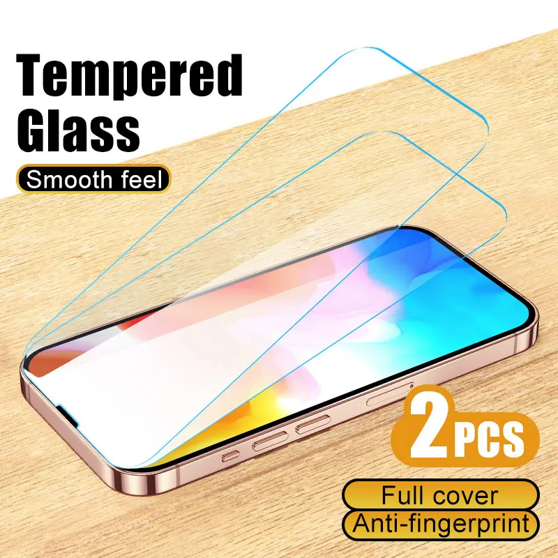 

2pcs Glass Smartphone Protective Film For iPhone 16 15 Plus Tempered Glass 14 13 12 11 Pro Phone Screen Protector X XR XS Max