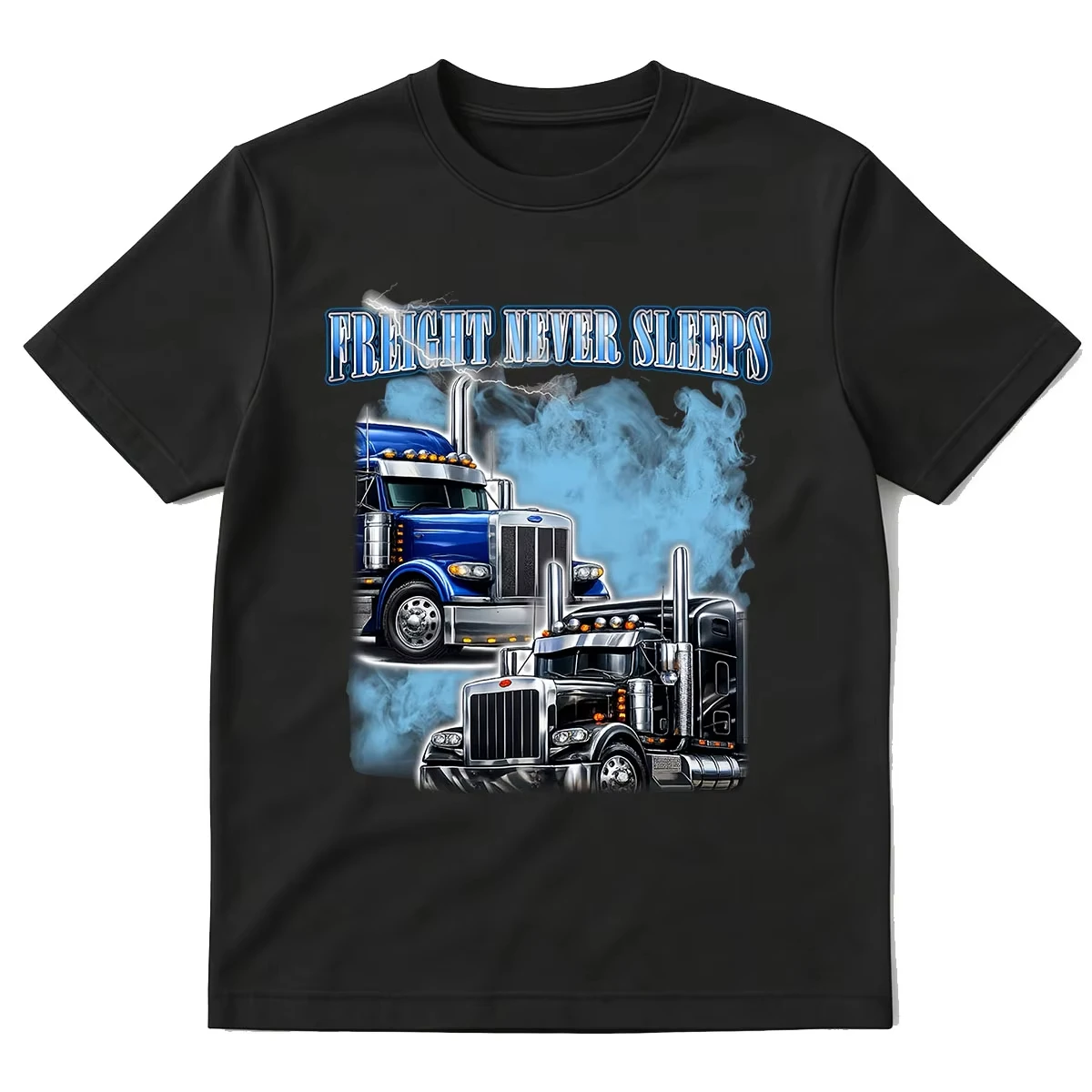 Freight Never Sleeps Funny Truck Driver Graphic T-shirts Men Women Fashion 100% Cotton Short Sleeve Oversized T-shirt Streetwear