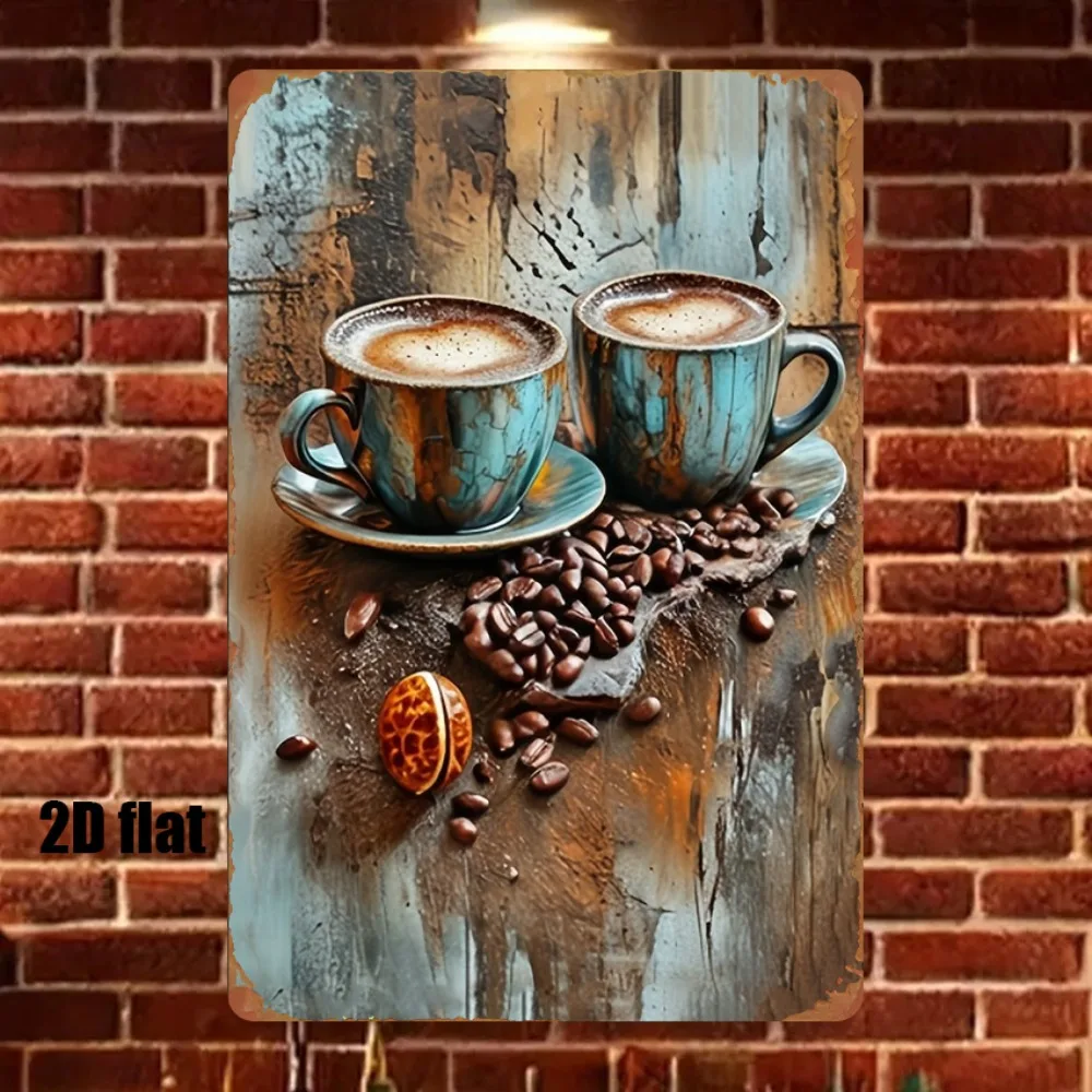 2026**1pc 20x30cm Iron Metal Tin Sign Vintage Coffee Cup Beans Decorative Wall Art for Home Kitchen Bar Cafe Garage Office