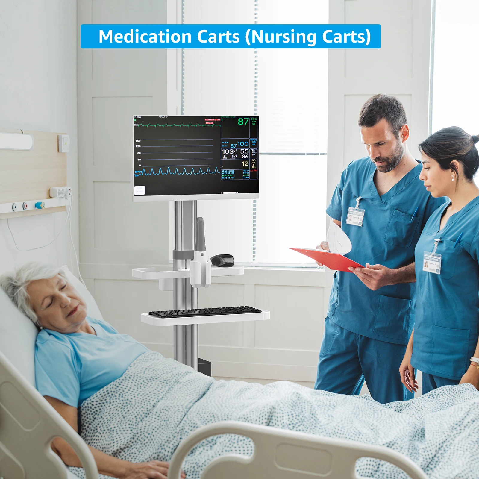 

Тележка Medica с креплением для монитора, держатель для орального сканера, регулируемая стоматологическая тележка для больниц, стоматологических салонов красоты (MTO-1)