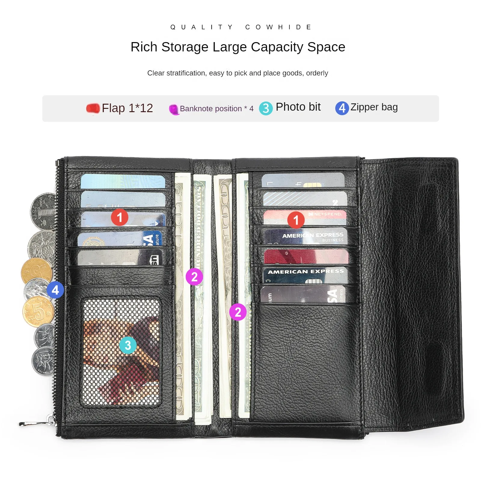 Women's wallet new leather long handbag patent leather fashion cowhide card bag clutch bag