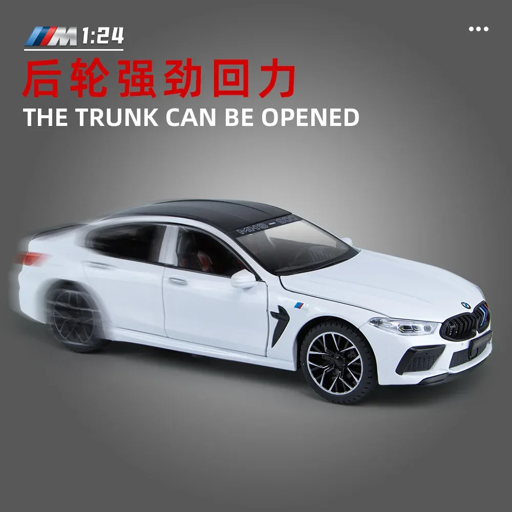 1:24 BMW M8 MH8 800 MANHART  Alloy Car Model Diecast Metal Toy Vehicles Car Model Sound and Light High Simulation Kids Gift