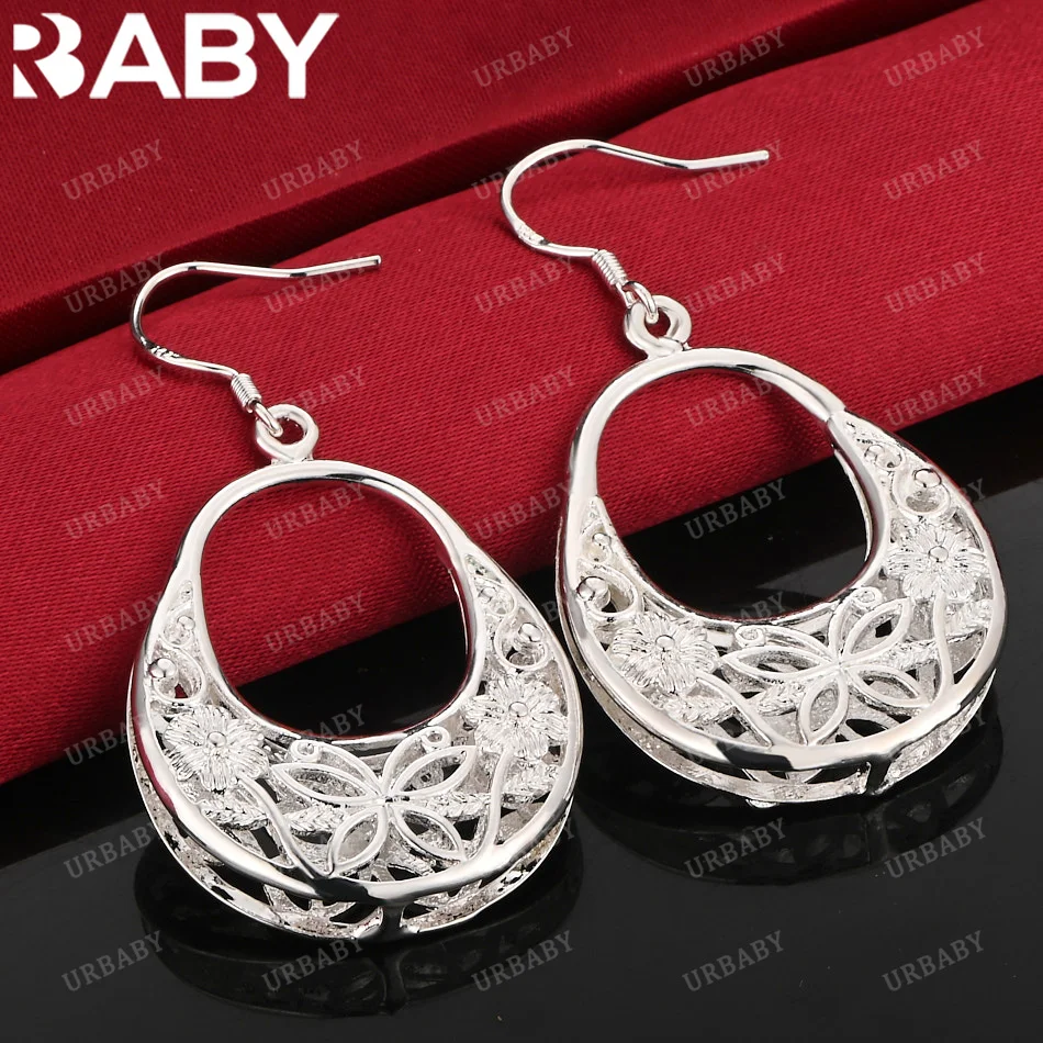 

URBABY 925 Sterling Silver Earrings Retro Crescent Drop Earrings For Women Jewelry Fashion Party and Daily Wear