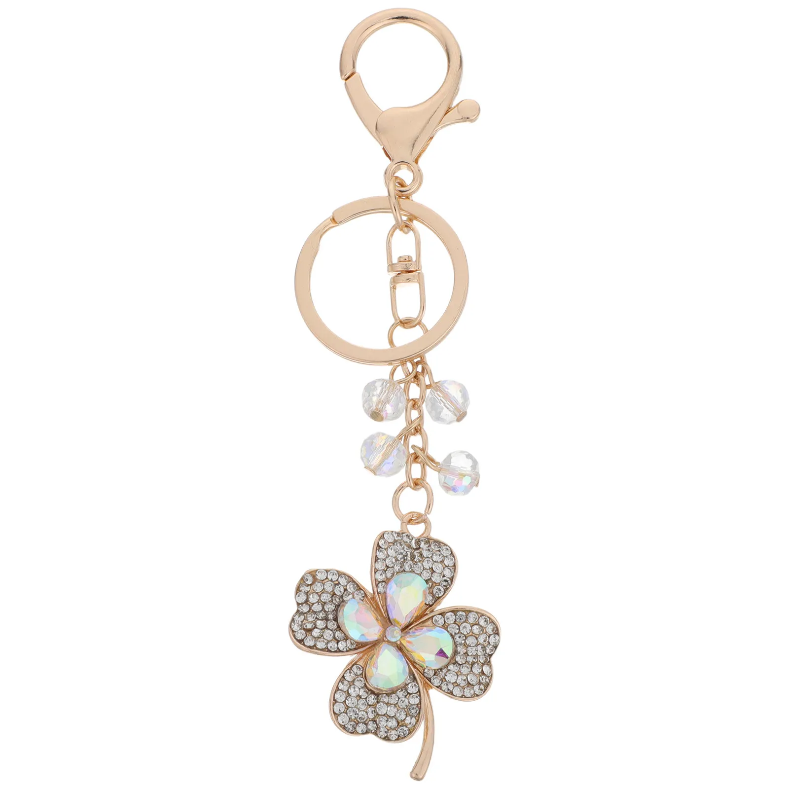 Sparkling Keyring Pendant Purse Keychain Lucky Shamrock Charm Handbag Charm Backpack Metal Keychain For St. Patricks Day Decor