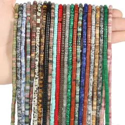 4*2mm Natural Turquoises Agates Picture Jaspers Rondelle Spacer Beads Flat Abacus Stone Beads for Jewelry DIY Making Bracelet