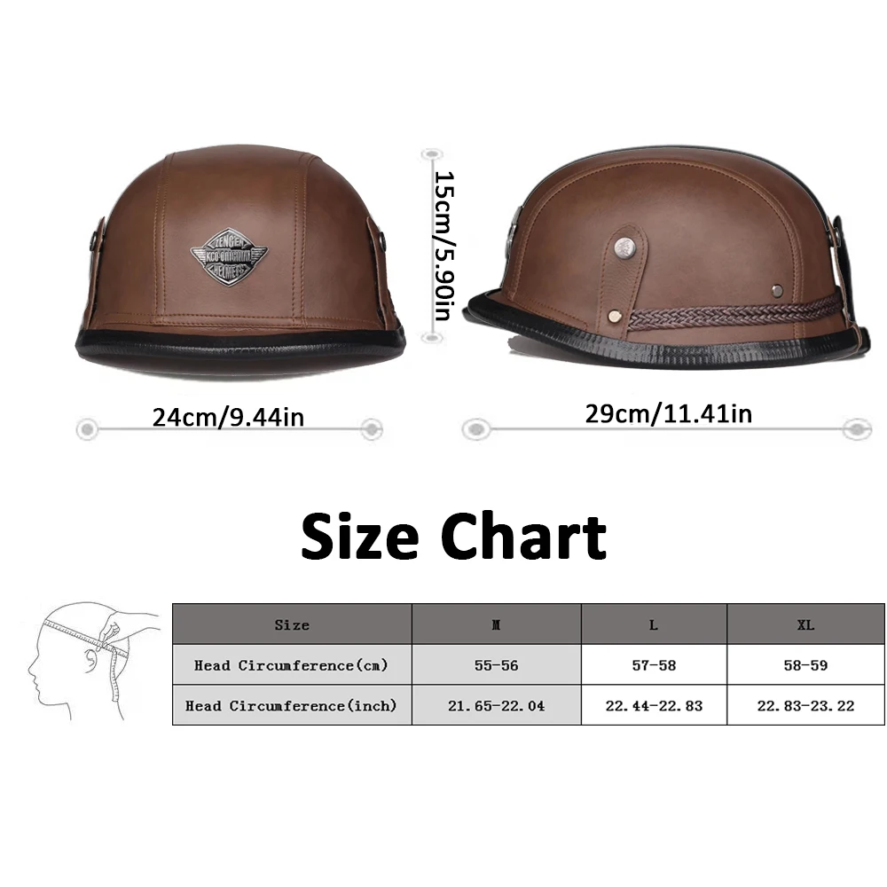 Brown Motorcycle Helmet Retro Vintage Cascos Para Moto Men Casco Moto PU  Scooter Cafe Racer Moto Helmet For Summer
