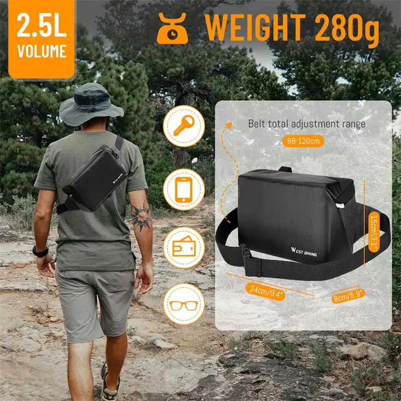 WEST BIKING Multifunctional Bike Handlebar Bag Electric Scooter Front Pocket Shoulder Chest Bag MTB Road Cycling Accessories